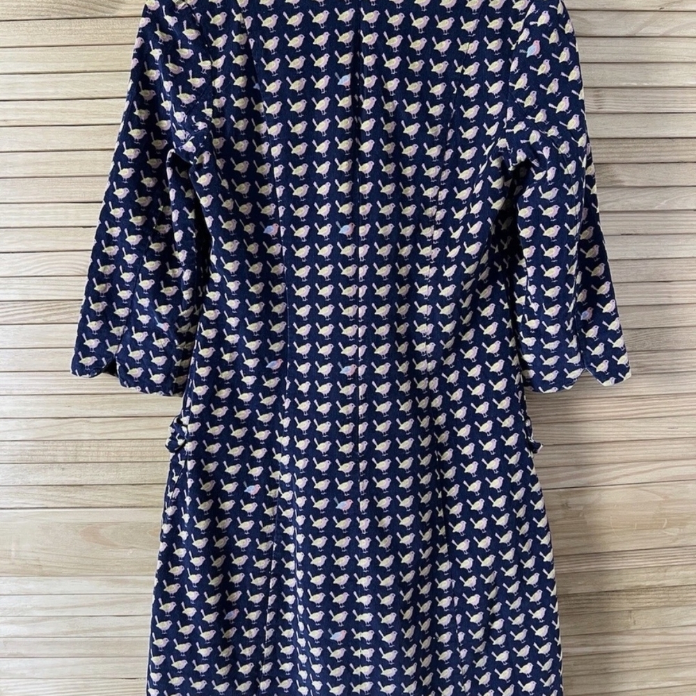 Boden Women's Long Sleeve Navy Corduroy Bird Dress Size 10L